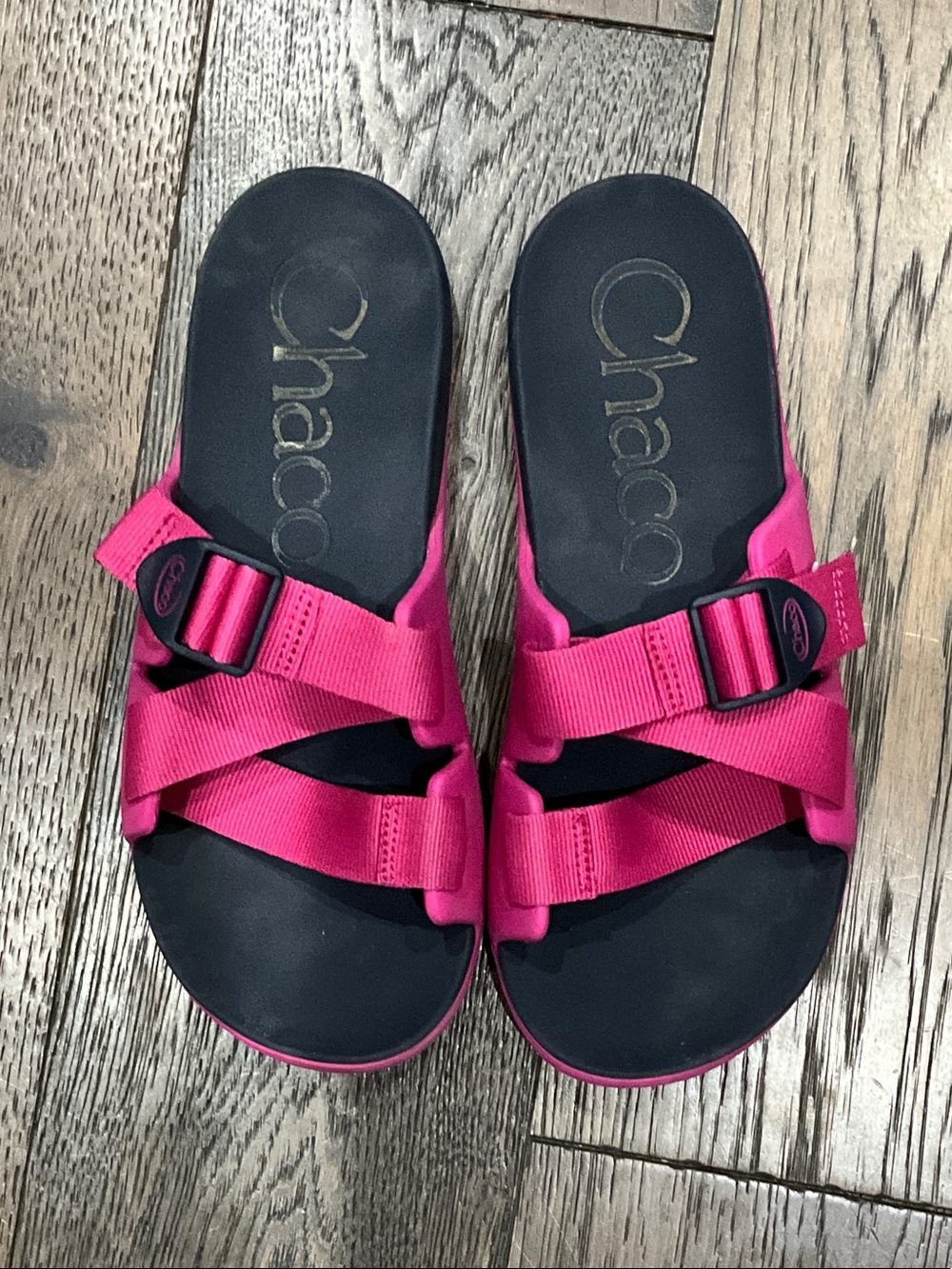Chaco Women's Bright Pink Adjustable Strap Slide Sandals